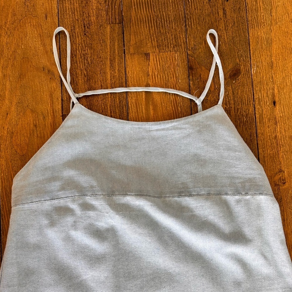 SAGE The label Chambray Blue Sleeveless Maxi Dress Pockets Spaghetti Straps - Picture 11 of 17